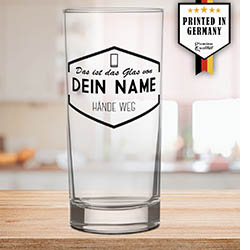 Glas mit Name oder Trinkglas mit Name